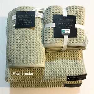 🎁Hotel Balfour Bath Towel Set - Zero Twist Cotton - Set of 8 - Light Green